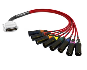 Premium DB25 to XLR-M | Mogami W2932 | 75 FT (Red w/ Multicolored Boots) - Picture 1 of 1