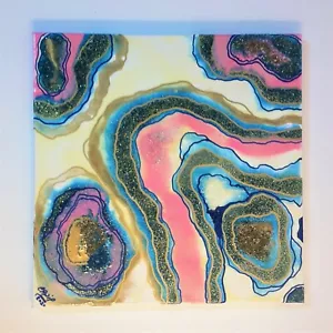 Pink Abstract Original Handmade Resin Artwork/ Resin Wall Art/Home & Living Dec. - Picture 1 of 9