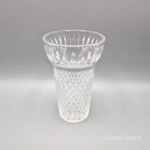 Vintage Raised Diamond Pattern Clear Crystal 6” Tall Vase Oval Pattern On Rim - Picture 1 of 9