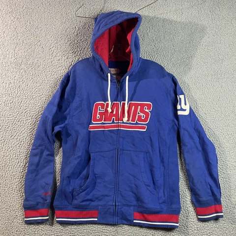 New York Giants Sweater Adult Large Blue Football Sweatshirt Hoodie Mens Zip Up Cover