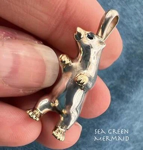 14k Gold + Silver POLAR BEAR Pendant. 3D 1" + 7g *Video* - Foto 1 di 9