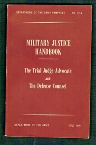 VINTAGE 1949 DEPT OF THE  ARMY PAMPHLET MILITARY JUSTICE HANDBOOK NO. 27-6 - Picture 1 of 1