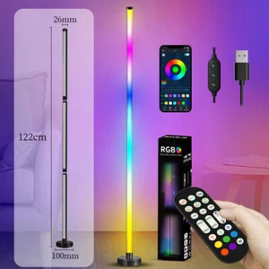RGB IC LED Corner Floor Lamp Ambient Light App RF Dimmable Music Sync Lamp Xmas - Picture 1 of 13
