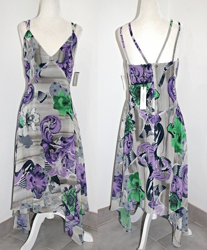 ABITO CHIFFON ASIMMETRICO COLLEZIONE VERSACE COLLEZIONE STAMPA FLOREALE STAMPA FLOREALE US 6 IT42 $1325