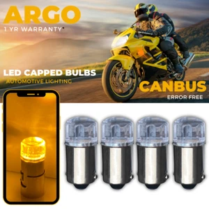 Led Motorbike Motorcycle Amber Indicator Light Bulbs Canbus Repeater BA9S 233 - Picture 1 of 11