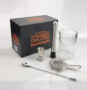Original Great Whiskey Challenge Cocktail Strainer Glass Mixing Kit Set Crystal - Picture 1 of 1