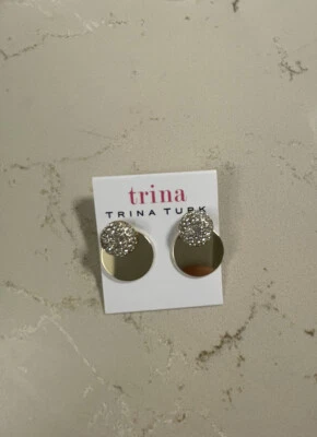 Новый с Ярлыками TRINA TURK золотой тон диск и кластер серьги-гвоздики 1,5» падение La3 - Изображение 1 из 4