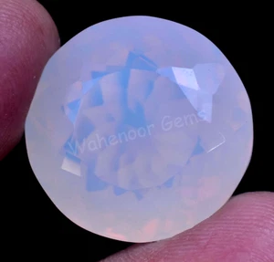 Natural White Opal Blue Fire Round 38.75 Ct Certified Untreated Loose Gemstone - Picture 1 of 6