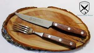 Brotzeitmesser schmal Gabel 4 Zinken Bubingaholz RF Marsvogel Solingen - Bild 1 von 4