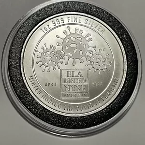 Envela Corp ELA Stock Covid-19 moneta virus 1 troy oz .999 medaglia rotonda argento fine - Foto 1 di 12