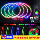4X 15.5 inch RGB Wheel Ring Lights Kit Chasing Neon Rim Light For Truck SUV JEEP
