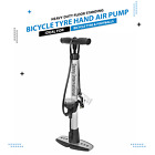 Silver Floor Standing Bicycle Cycle Bike Tyre Hand Air Pump With Pressure Gauge