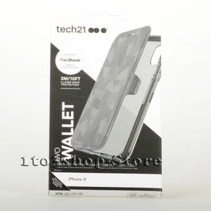 Tech 21 Evo Wallet Case Folio Flip Cover Card Slot iPhone X XS Black Camo Grey - Picture 1 of 6