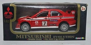 1/32 MITSUBISHI EVOLUTION #7 RED RALLY CAR BOXED DIECAST MODEL TEAMSTERS - Picture 1 of 3
