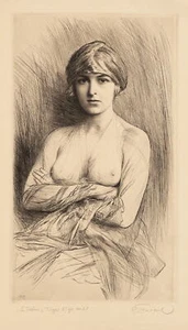 É. FRIANT (1863-1932), Porträt einer Frau mit Turban, 1929, Rad. Impressionismu - Picture 1 of 5
