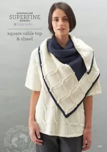 CLECKHEATON SQUARE CABLE TOP & SHAWL #469 PATTERN LEAFLET - Picture 1 of 2