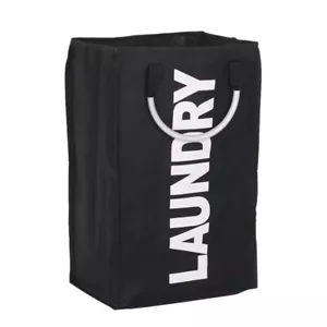 21" BLACK Foldable Laundry Hamper Carrier Aluminum Handle College Dorm Bag Wash - Picture 1 of 2