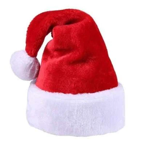 Adults Kids Premium Christmas Santa Claus Hat Cosplay Costume Plush Xmas Cap US - Picture 1 of 14