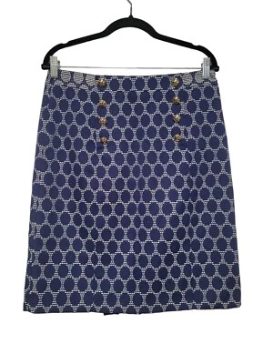 Новые женские пуговицы Antonio Melani размер 8 темно-синий белый карандаш геометрический твид золото - Изображение 1 из 4