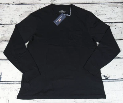 Camiseta negra con bolsillo de manga larga para hombre Vineyard Vines talla mediana (M) - NUEVA Foto 1 de 4