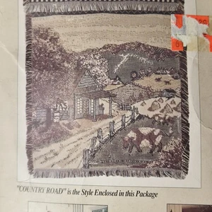 Herbst Wandteppich Wandbehang Indoor Outdoor American Weavers Country Road USA Stab - Bild 1 von 13