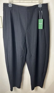 Halara Mid Rise Pocket Barrel Leg Pants L Black NWT Pleated Oversized Pull On - Picture 1 of 9