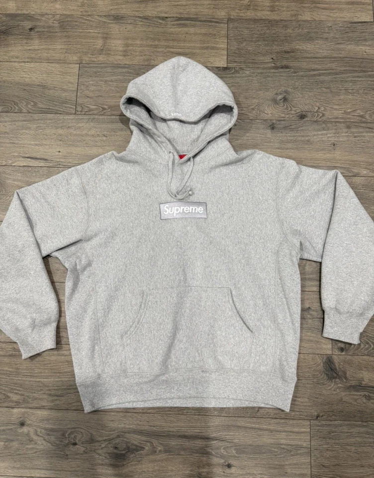 Supreme Box Logo  Hoodie Light Grey FW24 Size XL - Image 1 of 4