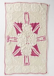 Anthropologie Aspen Knit Crochet Throw Blanket Wool Blend Ivory 50 x 80 NWOT - Bild 1 von 3