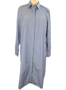 Lafayette 148 Langarm gestreiftes Midi Shirt Kleid Oversize Lagenlook L Baumwolle - Bild 1 von 11