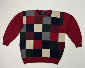 Pringle of Scotland Sweater Mens Medium Colorblock Crew Neck 100% Lambs Wool - Picture 1 of 9
