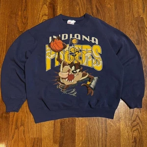 Vintage Indiana Pacers Looney Tunes Taz marineblau Farbe Rundhalsausschnitt Sweatshirt KV2881 - Bild 1 von 2