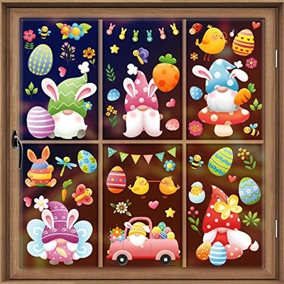  Adhesivo para ventana de Pascua 66 piezas, 9 hojas más grandes para ventana de Pascua-03 Foto 1 de 4