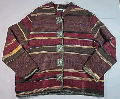 Abrigo Ciervo Blanco Mujer XL 16-18 Rayas Botón Pana Chaqueta Western Granero Tareas Foto 1 de 4