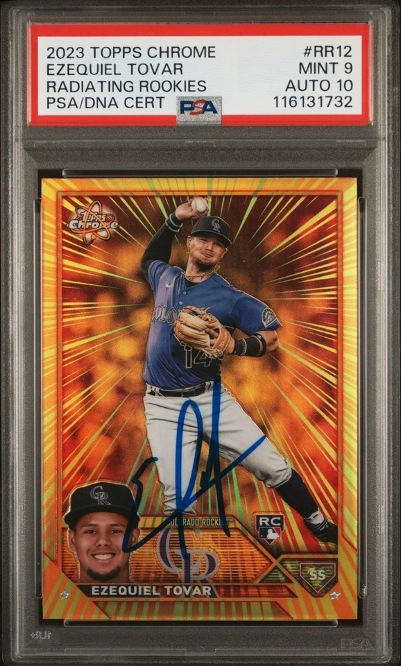 Ezequiel Tovar Signed 2023 Topps Chrome Radiating Rookies Auto SSP Card PSA 9/10 - Image 1 of 2