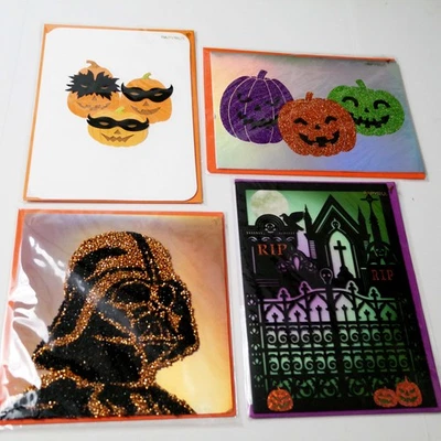 Papyrus Lot of 4 Halloween Greeting Cards Star Wars Pumpkins NEW! Embellished - Image 1 of 4