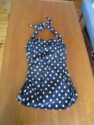 Badeanzug retro style navy blau Polka Dots Gr 16 / 44 - Bild 1 von 4