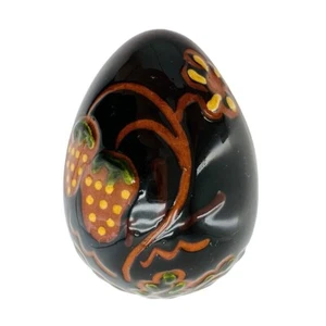 Cerámica de fresa huevo grande con esgrafiado negro Lester Breininger 2000 de colección - Imagen 1 de 14
