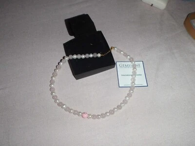 „Gemshine Halskette Perlen mit Rosenquarz, vergoldet - Bild 1 von 3