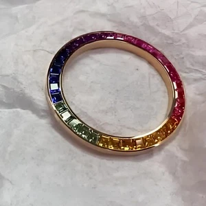 ROLEX 6.50CTS.CUSTOM DAYTONA RAINBOW LAB SAPPIRES 18k ROSE GOLD BEZEL REF#116505 - Picture 1 of 3