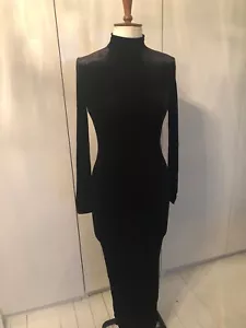Women's NEW 'B&J' Black Velvet Stretch Bodycon Long Dress, Backless, Size Small - Picture 1 of 14