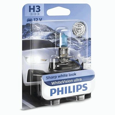 For Nissan 300ZX Genuine Philips H3 WhiteVision Ultra Low Beam Headlight Bulbs - Image 1 of 4