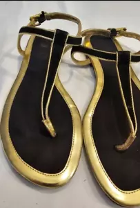 Ralph Lauren black& gold sandals Women Shoes size 8 Z9 - Picture 1 of 5