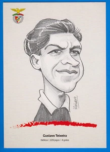 Gustavo Teixeira Fußballspieler Benfica Portugal, signierte Cartoon ctt Postkarte - Bild 1 von 2