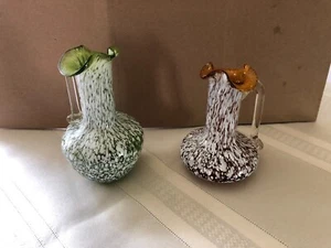 Mini Glass Pitchers with white drip glaze - Picture 1 of 3