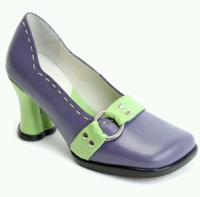 JOHN FLUEVOG CHOICE HI: VANNY US 9.5 TACÓN CORAZÓN CUERO PÚRPURA PIN UP ZAPATOS DE SALÓN Foto 1 de 3