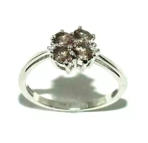 Ladies/womens 9ct white gold ring set with morganite + diamonds, UK size N 1/2 - Picture 1 of 7