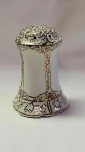 Pretty Hatpin Holder White with Raised Gold Decoration - Picture 1 of 4