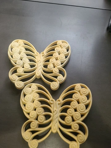 Vintage Burwood Off White Butterfly's Lot of 2 Wall Hanging Wicker Style Cover
