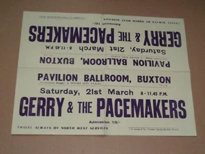 Gerry & Pacemakers 1964 Pavilion Ballroom, Buxton Banner type Concert Poster - Picture 1 of 1