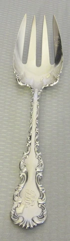 antique Whiting Sterling Silver 1891 LOUIS XV SERVING FORK 9" salad meat 78g Cover